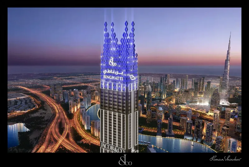 Exterior at Burj Binghatti Jacob and Co Residences in Business Bay Dubai