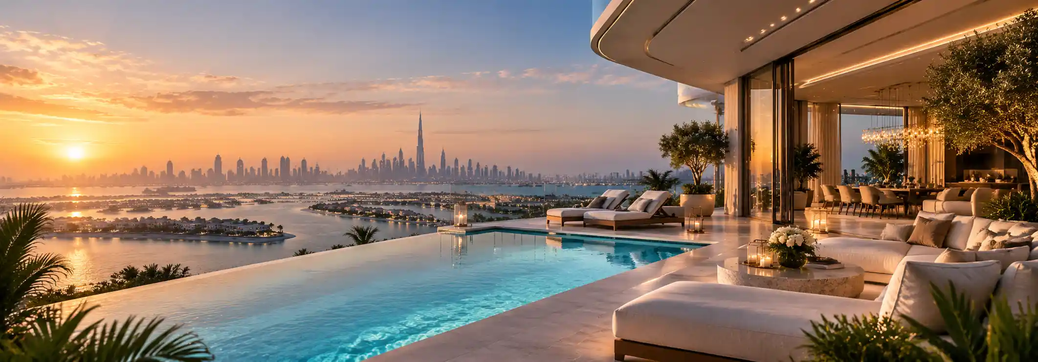 Ultra-luxury Dubai residence with contemporary architecture, landscaped terraces, private pool and waterfront views