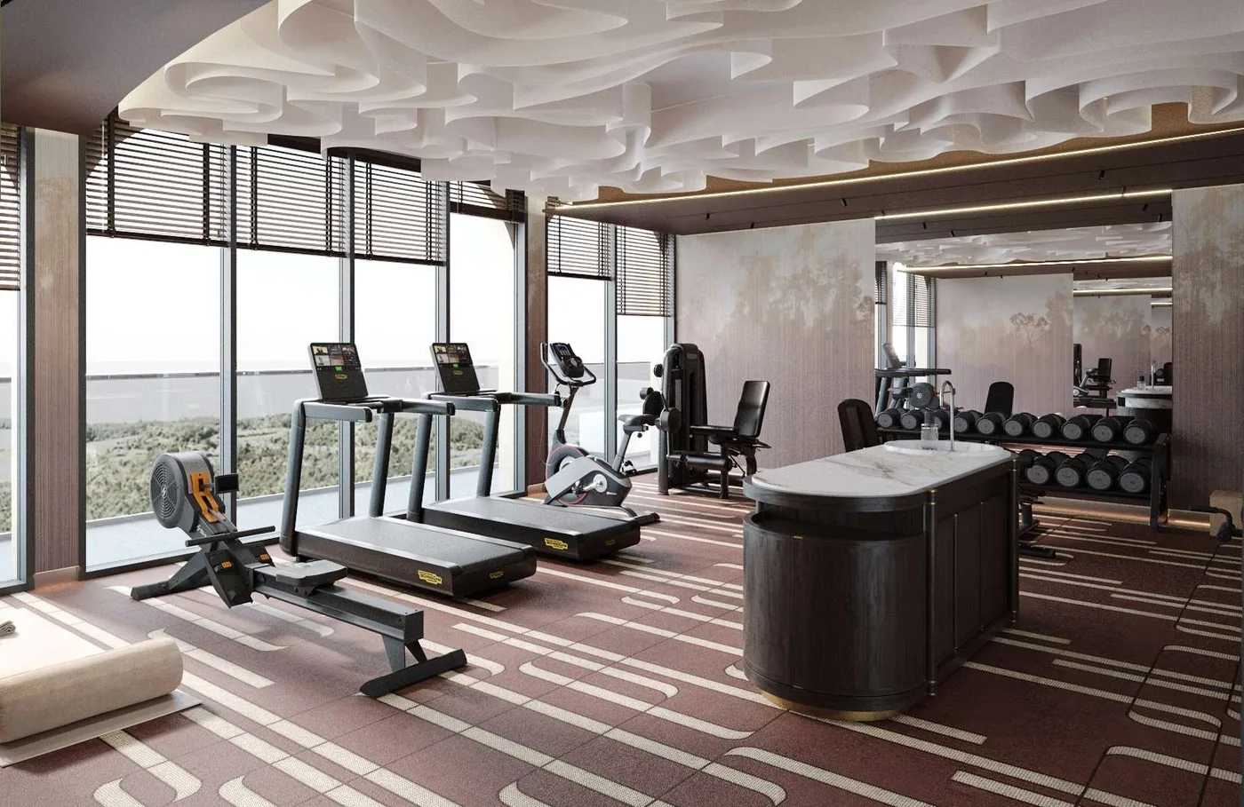 Modern Gym With Panoramic City Views amenity image at Olivia Gardens
