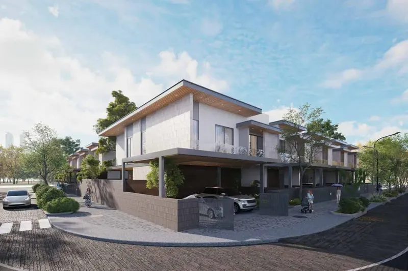 Exterior at Pinewood Estate Homes in Jumeirah Golf Estates Dubai