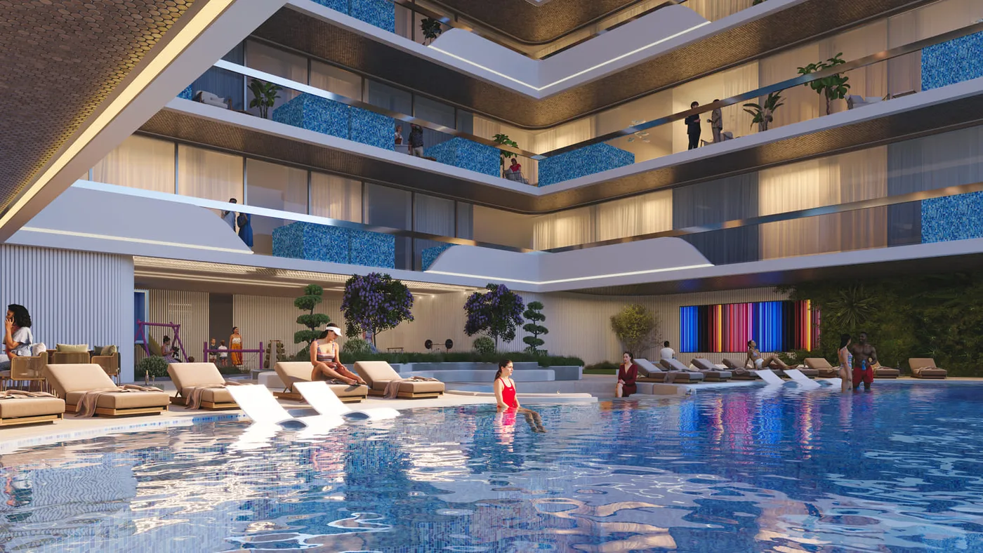 Expansive Pool Deck & Jacuzzi amenity image at Samana Parkville