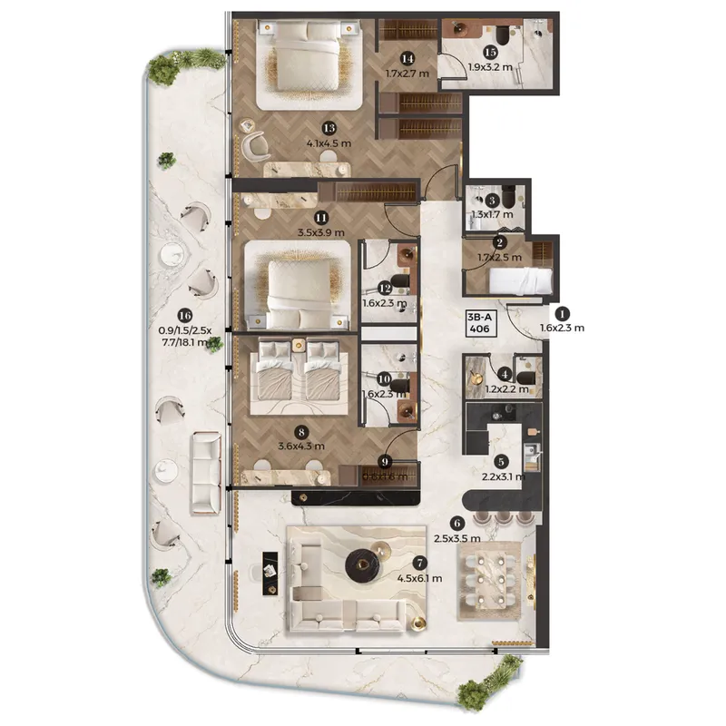 Emirates Developments Stellar by Elie Saab floor plan