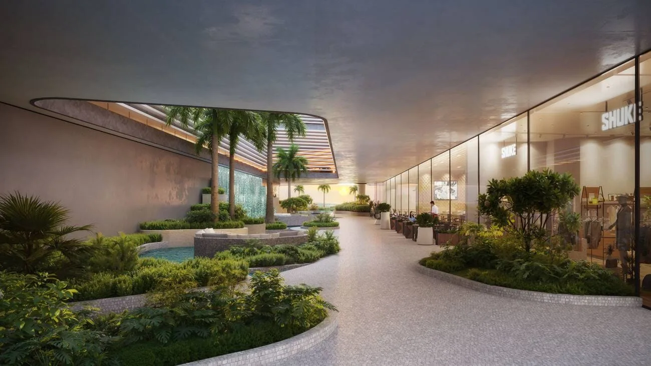Feature Wall & Retail amenity image at Trio Isle