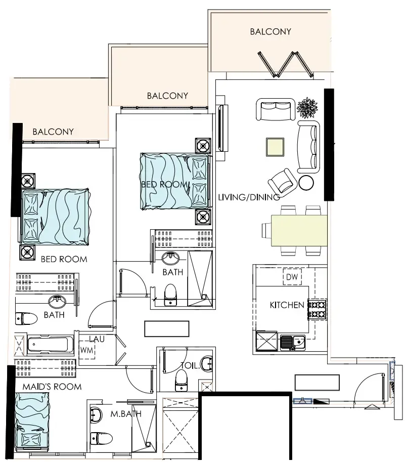 Albait Al Duwaliy Real Estate Development Alef Noon Residence floor plan