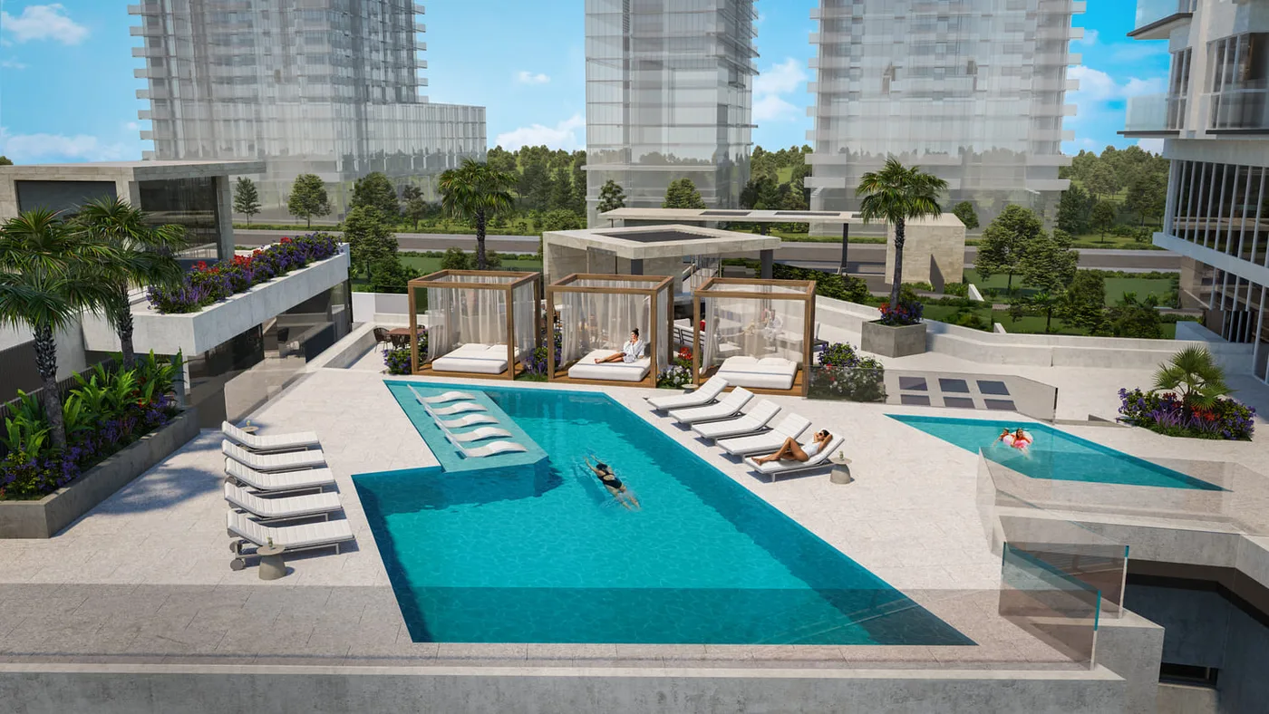 Outdoor Pool - Cabanas - Kids Pool amenity image at LIV Waterside