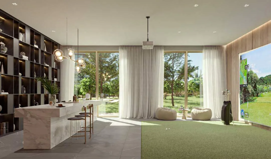 Golf Simulation Lounge amenity image at Serenia Living